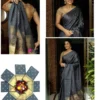 Lightweight Soft Lichi Silk Festive Saree with Woven Jacquard Border & Pallu – Ideal for Weddings, Farewell & Gifting - Image 5