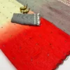Lightweight Soft Linen Cotton Saree with Foil Mirror Work | Multicolor Ombre Shaded Saree with Embroidered Cut Work Border - Image 20