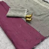 Lightweight Soft Linen Cotton Saree with Foil Mirror Work | Multicolor Ombre Shaded Saree with Embroidered Cut Work Border - Image 9