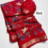 Marshmallow Silk Saree Featuring Flying Swan 3D Digital Print & Woven Jacquard Border (Includes Matching Blouse Piece) - Image 4