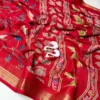 Marshmallow Silk Saree Featuring Flying Swan 3D Digital Print & Woven Jacquard Border (Includes Matching Blouse Piece) - Image 7