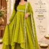 Mehru Vichitra Silk Flared Cape Top with Skirt & Dupatta Set | Designer Wedding & Party Wear Suit (Sizes S–6XL) - Image 19