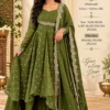 Mehru Vichitra Silk Flared Cape Top with Skirt & Dupatta Set | Designer Wedding & Party Wear Suit (Sizes S–6XL) - Image 21
