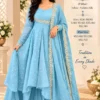 Mehru Vichitra Silk Flared Cape Top with Skirt & Dupatta Set | Designer Wedding & Party Wear Suit (Sizes S–6XL) - Image 3