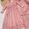 Mimiso Vichitra Silk Embroidered Yoke Anarkali Maxi Gown with Dupatta | Festive & Haldi Pre-Wedding Dress - Image 6