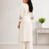Minimalist Embroidered Straight Cotton Kurta Palazzo Suit - Image 4