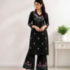 Minimalist Embroidered Straight Cotton Kurta Palazzo Suit - Image 6