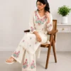Minimalist Embroidered Straight Cotton Kurta Palazzo Suit - Image 7