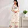 Minimalist Embroidered Straight Cotton Kurta Palazzo Suit - Image 9