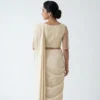 Minimalist Pure Silk Saree Blouse – Elegant Boat Neckline with Transparent Net Sleeves - Image 2