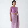 Minimalist Pure Silk Saree Blouse – Elegant Boat Neckline with Transparent Net Sleeves - Image 5