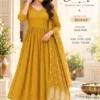 Mul Chanderi Hand Embroidered Anarkali Kurta Set with Chanderi Jacquard Dupatta – 3-Piece Festive Ethnic Suit