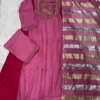 Mul Chanderi Handwork Anarkali Suit Set with Zari Dupatta | Dual Tone Flared Kurti Pant Set for Women - Image 15
