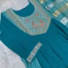 Mul Chanderi Handwork Anarkali Suit Set with Zari Dupatta | Dual Tone Flared Kurti Pant Set for Women - Image 3