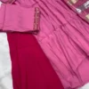 Mul Chanderi Handwork Anarkali Suit Set with Zari Dupatta | Dual Tone Flared Kurti Pant Set for Women - Image 4