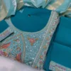 Mul Chanderi Handwork Anarkali Suit Set with Zari Dupatta | Dual Tone Flared Kurti Pant Set for Women - Image 5