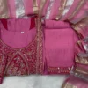 Mul Chanderi Handwork Anarkali Suit Set with Zari Dupatta | Dual Tone Flared Kurti Pant Set for Women - Image 6