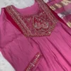 Mul Chanderi Handwork Anarkali Suit Set with Zari Dupatta | Dual Tone Flared Kurti Pant Set for Women - Image 7