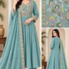 Mul Chanderi Silk Anarkali Suit Set with Cutwork Embroidered Dupatta & Pants - Image 2