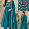 Mul Chanderi Silk Anarkali Suit Set with Cutwork Embroidered Dupatta & Pants - Image 5