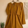 Mul Cotton V-Neck Pleated Kurti with Pants Set | Hand Mirror Work Co-ord Suit (Sizes M to 6XL) - Image 6