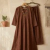 Mul Cotton V-Neck Pleated Kurti with Pants Set | Hand Mirror Work Co-ord Suit (Sizes M to 6XL) - Image 7