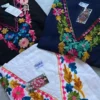 Multicolor Kashmiri Floral Embroidered Rayon Kaftan Kurti Dress | Free Size (Up to 56" Bust)