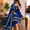 Murugan Vel Embroidered Chettinad Cotton Kurti Set with Dupatta | Festive Ethnic Suit for Women