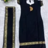 Murugan Vel Embroidered Chettinad Cotton Kurti Set with Dupatta | Festive Ethnic Suit for Women - Image 14