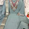 Muskan Crush Silk Kurti Pant Set with Zari Border Dupatta | Heavy Hand Embroidered V-Neck 3-Piece Festive Salwar Suit for Women (S to 3XL) - Image 12
