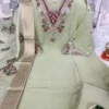Muskan Crush Silk Kurti Pant Set with Zari Border Dupatta | Heavy Hand Embroidered V-Neck 3-Piece Festive Salwar Suit for Women (S to 3XL) - Image 2
