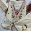 Muskan Crush Silk Kurti Pant Set with Zari Border Dupatta | Heavy Hand Embroidered V-Neck 3-Piece Festive Salwar Suit for Women (S to 3XL) - Image 6
