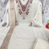 Muskan Crush Silk Kurti Pant Set with Zari Border Dupatta | Heavy Hand Embroidered V-Neck 3-Piece Festive Salwar Suit for Women (S to 3XL) - Image 9