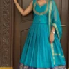 Narayanpet Handloom Lehenga with Maggam Work Yoke & Dupatta - Image 2