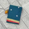 Narayanpet Pure Cotton Saree with Embroidered Flower Butta | Temple Zari Border Handloom Saree with Running Blouse (6.2M) - Image 15