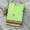 Narayanpet Pure Cotton Saree with Embroidered Flower Butta | Temple Zari Border Handloom Saree with Running Blouse (6.2M) - Image 5