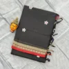 Narayanpet Pure Cotton Saree with Embroidered Flower Butta | Temple Zari Border Handloom Saree with Running Blouse (6.2M) - Image 6