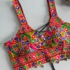 Navratri Gamthi Kutchi Work Halter Neck Blouse with Real Cowrie Shells & Back Dori Tie-Up
