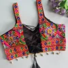 Navratri Gamthi Kutchi Work Halter Neck Blouse with Real Cowrie Shells & Back Dori Tie-Up - Image 7