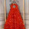Navratri Leheriya Georgette Anarkali Gown with Kutchi Patchwork Yoke - Image 4