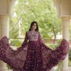 Navratri Special Bandhani Print Georgette Anarkali Gown with Kutchi Patchwork & Mirror Detailing | 12 Meter Heavy Flair Festive Gown - Image 2