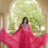 Navratri Special Bandhani Print Georgette Anarkali Gown with Kutchi Patchwork & Mirror Detailing | 12 Meter Heavy Flair Festive Gown - Image 8