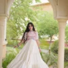 Navratri Special Kora Cotton Gown with Real Mirror & Multi-Thread Embroidery