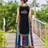 Navratri Special Kutchi Embroidered Kurti Panel with Flared Skirt Set | Gujarati Garba Dandiya Outfit (Free Size) - Image 2