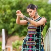 Navratri Special Kutchi Embroidered Kurti Panel with Flared Skirt Set | Gujarati Garba Dandiya Outfit (Free Size) - Image 3