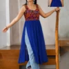Navratri Special Mirror Work Georgette High-Slit Kurti | Sleeveless Festive Flared Long Kurta - Image 3