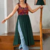 Navratri Special Mirror Work Georgette High-Slit Kurti | Sleeveless Festive Flared Long Kurta - Image 4
