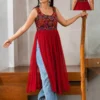 Navratri Special Mirror Work Georgette High-Slit Kurti | Sleeveless Festive Flared Long Kurta - Image 5