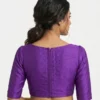 Navy Blue Silk Boat Neck Blouse | Minimalist Plain Raw Silk Saree Blouse with Back Hooks – Ready to Wear - Image 4