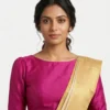 Navy Blue Silk Boat Neck Blouse | Minimalist Plain Raw Silk Saree Blouse with Back Hooks – Ready to Wear - Image 6
